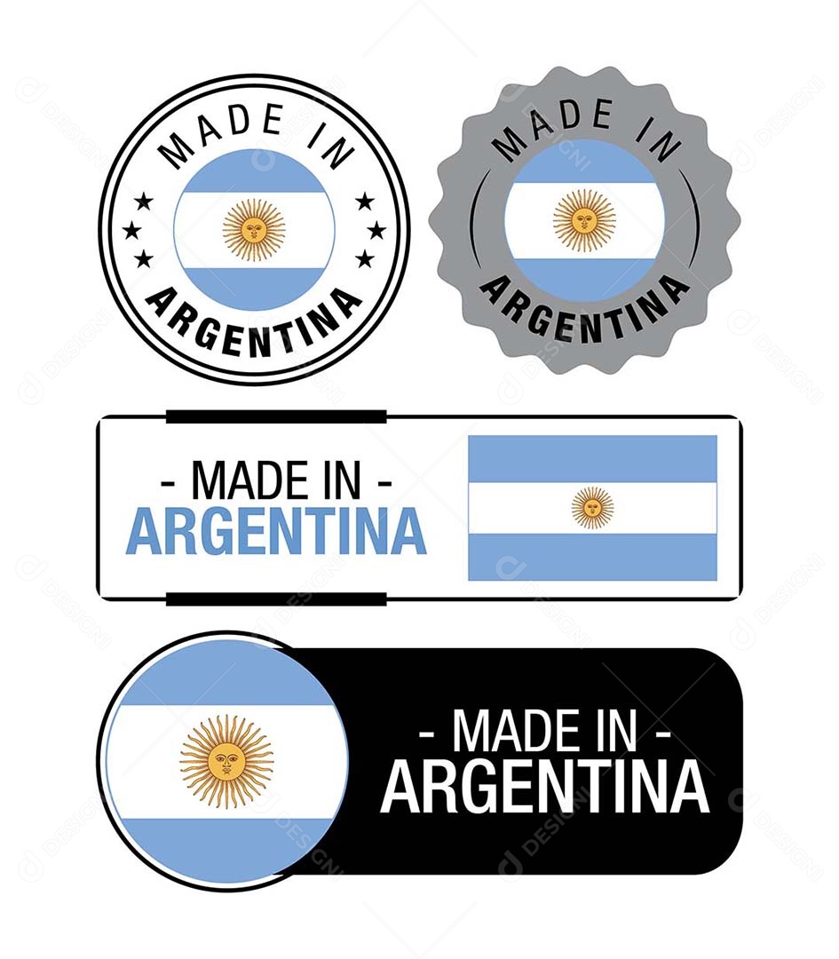 Etiquetas Made in Argentina Ilustração Vetor EPS