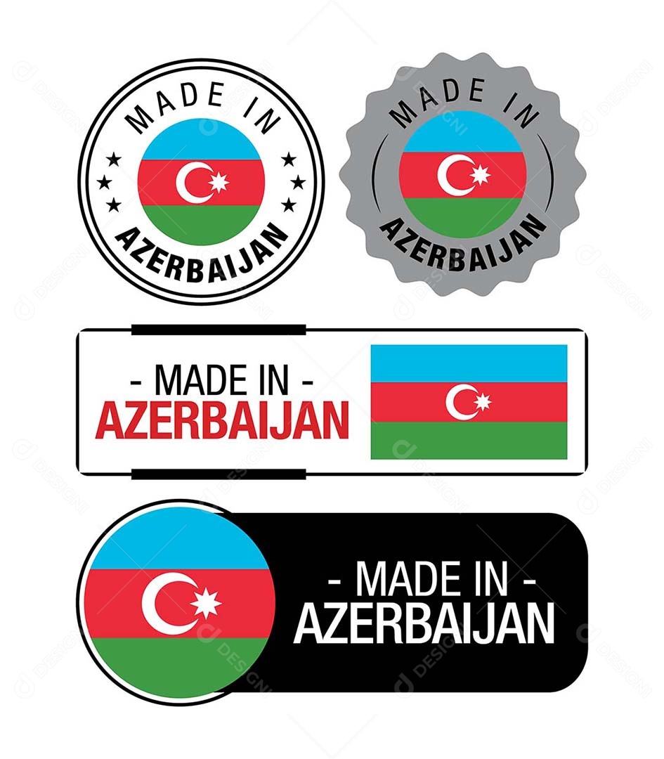 Etiquetas Made in Azerbaijão Ilustração Vetor EPS