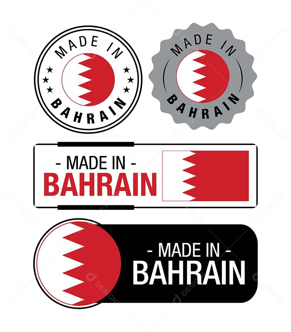 Etiquetas Made in Bahrain Ilustração Vetor EPS