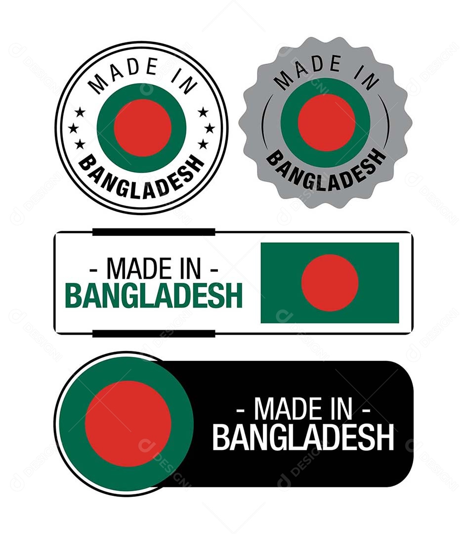 Etiquetas Made in Bangladesh Ilustração Vetor EPS
