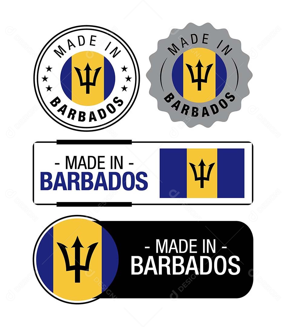 Etiquetas Made in Barbados Ilustração Vetor EPS