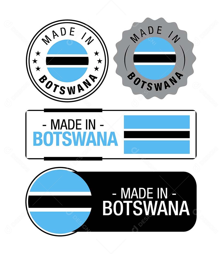 Etiquetas Made in Botsuana Ilustração Vetor EPS