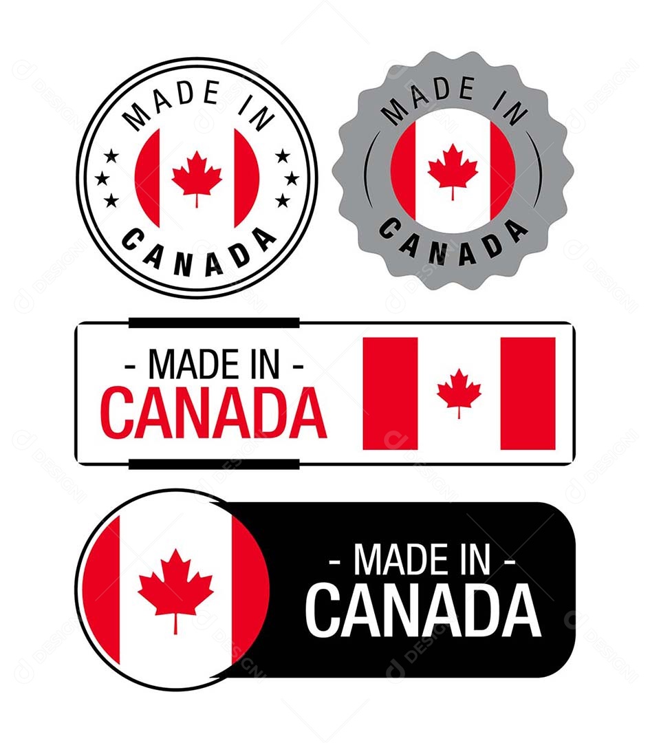 Etiquetas Made in Canada Ilustração Vetor EPS