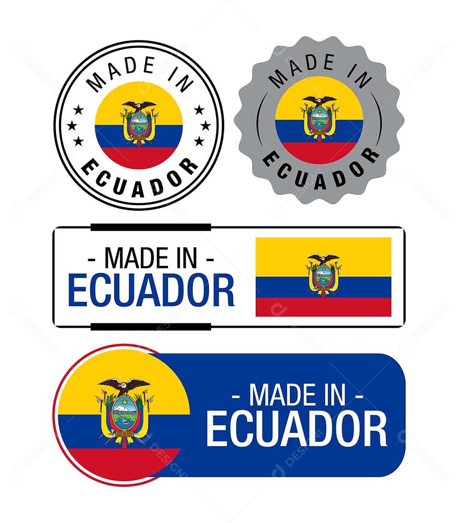 Etiquetas Made in Equador Ilustração Vetor EPS