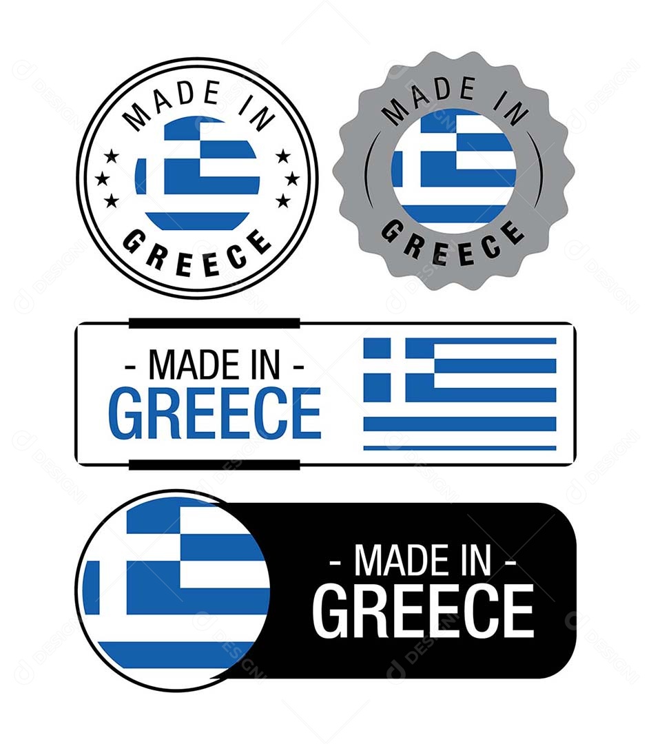 Etiquetas Made in Grécia Ilustração Vetor EPS