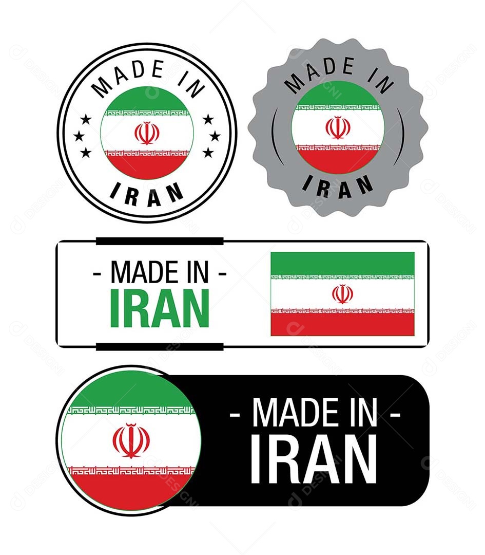Etiquetas Made in Iran Ilustração Vetor EPS