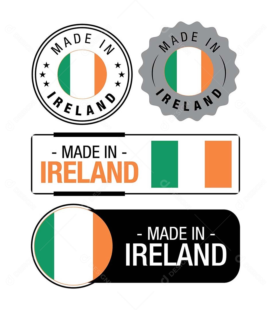 Etiquetas Made in Irlanda Ilustração Vetor EPS