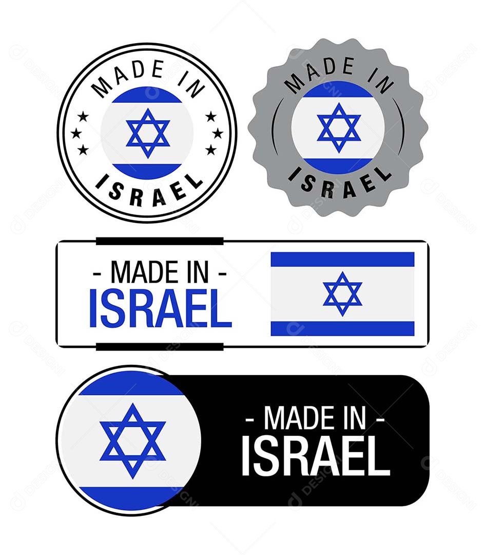 Etiquetas Made in Israel Ilustração Vetor EPS