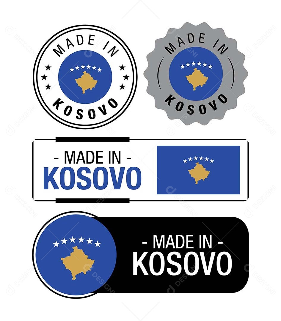 Etiquetas Made in Kosovo Ilustração Vetor EPS