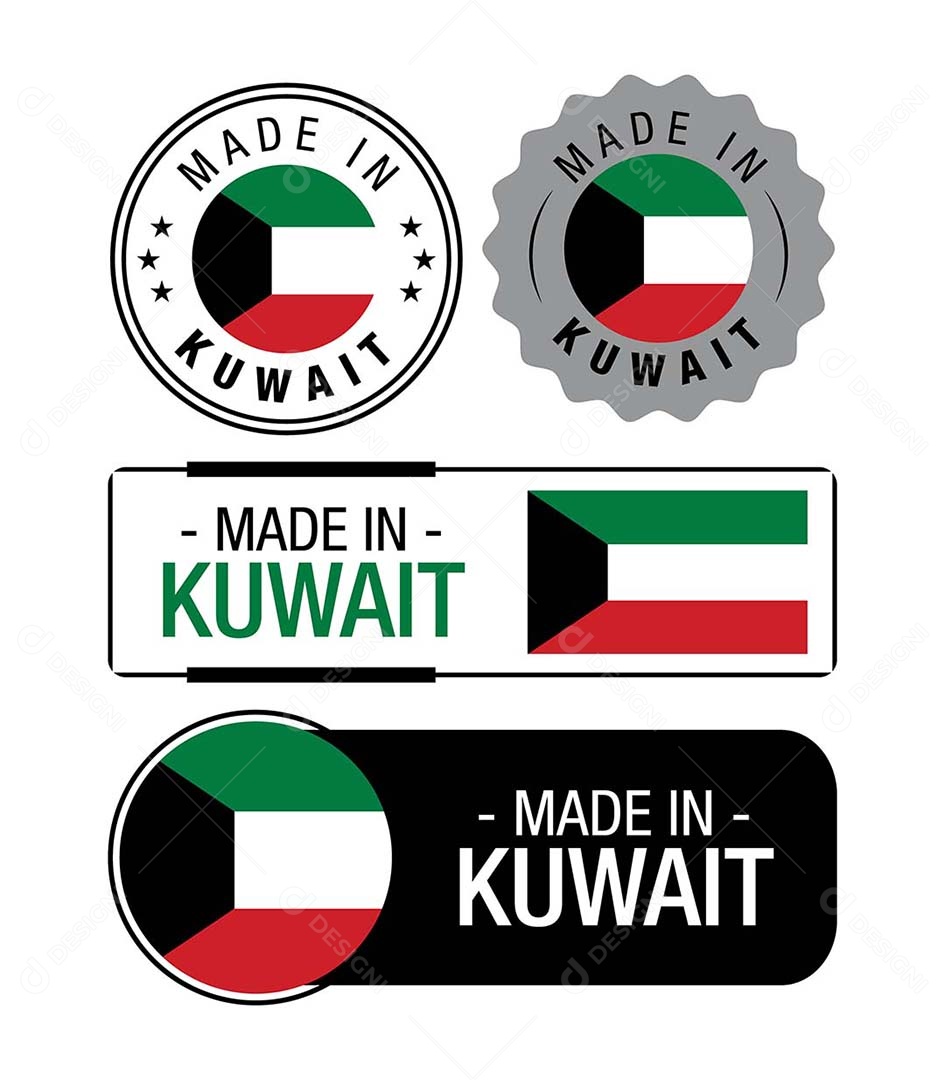 Etiquetas Made in Kuwait Ilustração Vetor EPS