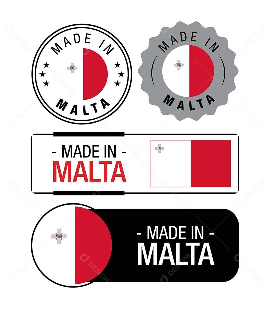 Etiquetas Made in Malta Ilustração Vetor EPS