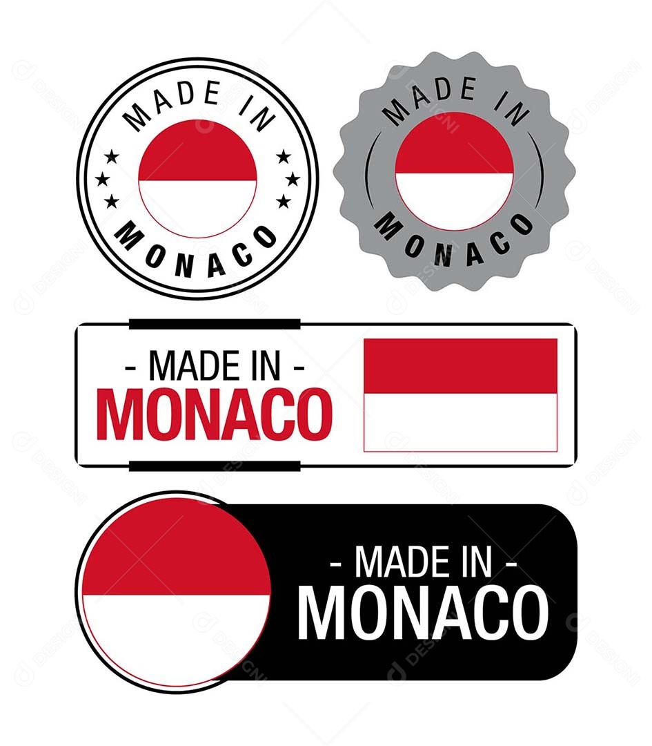 Etiquetas Made in Monaco Ilustração Vetor EPS