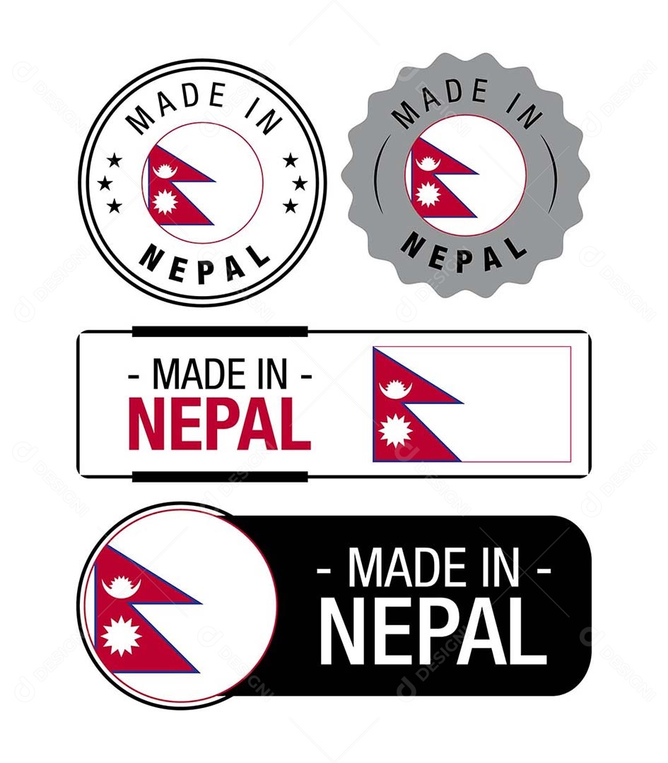 Etiquetas Made in Nepal Ilustração Vetor EPS