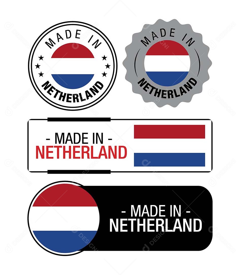 Etiquetas Made in Holanda Ilustração Vetor EPS