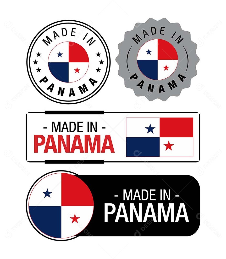 Etiquetas Made in Panamá Ilustração Vetor EPS