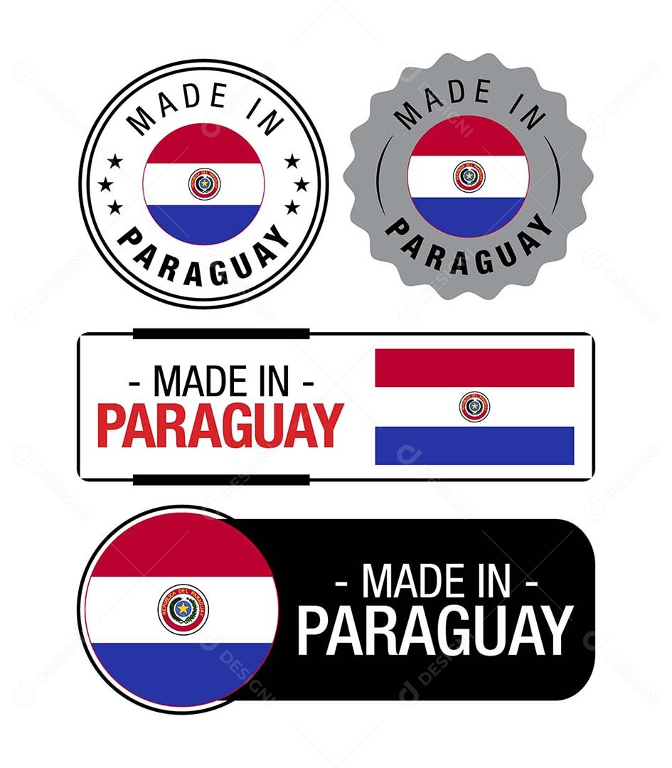 Etiquetas Made in Paraguai Ilustração Vetor EPS