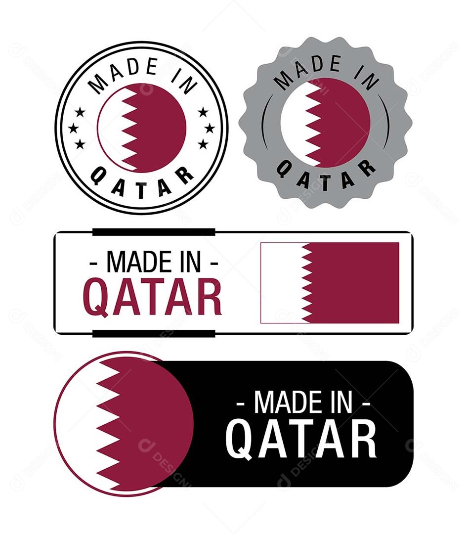 Etiquetas Made in Qatar Ilustração Vetor EPS