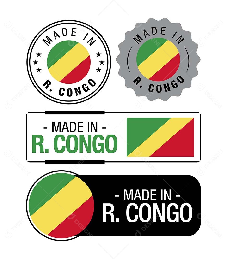 Etiquetas Made in República do Congo Ilustração Vetor EPS