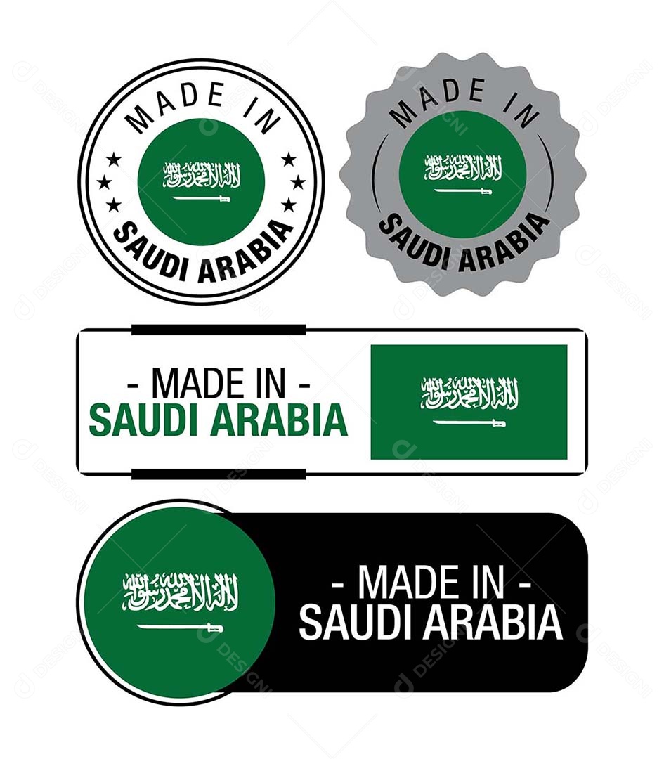 Etiquetas Made in Arábia Saudita Ilustração Vetor EPS