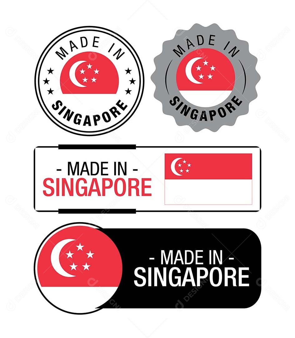 Etiquetas Made in Singapura Ilustração Vetor EPS