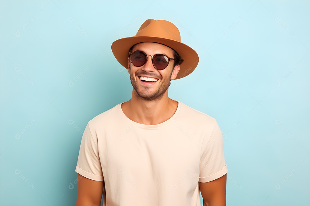 Homem feliz usando chapéu