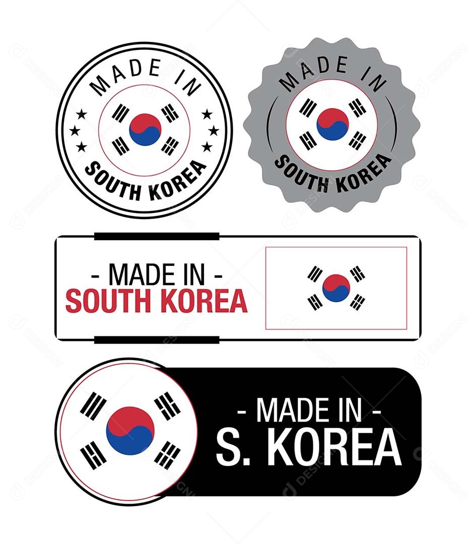 Etiquetas Made in Coreia do Sul Ilustração Vetor EPS