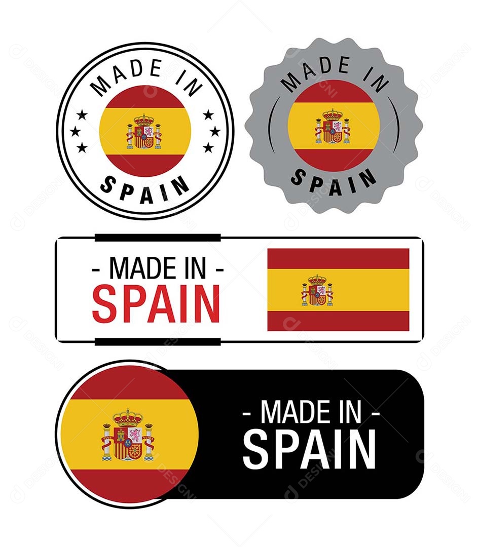 Etiquetas Made in Espanha Ilustração Vetor EPS