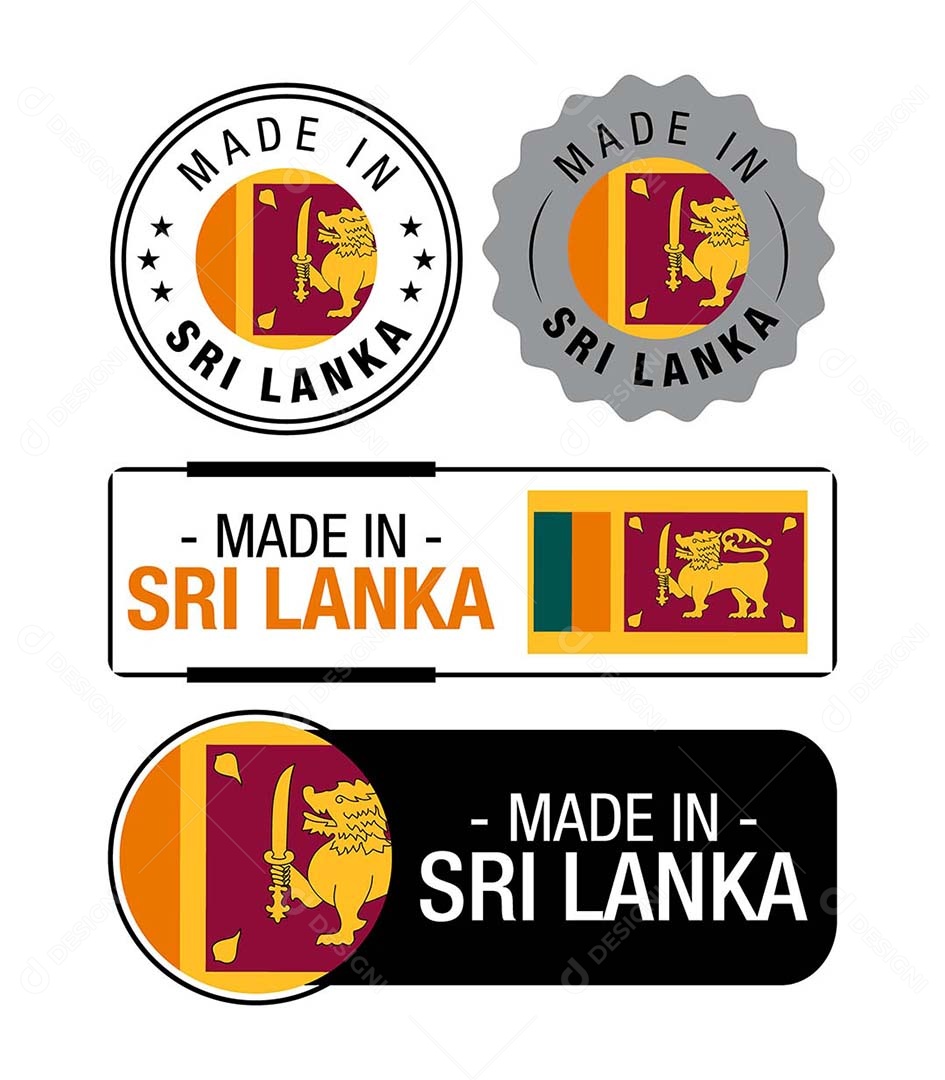 Etiquetas Made in Sri Lanka Ilustração Vetor EPS