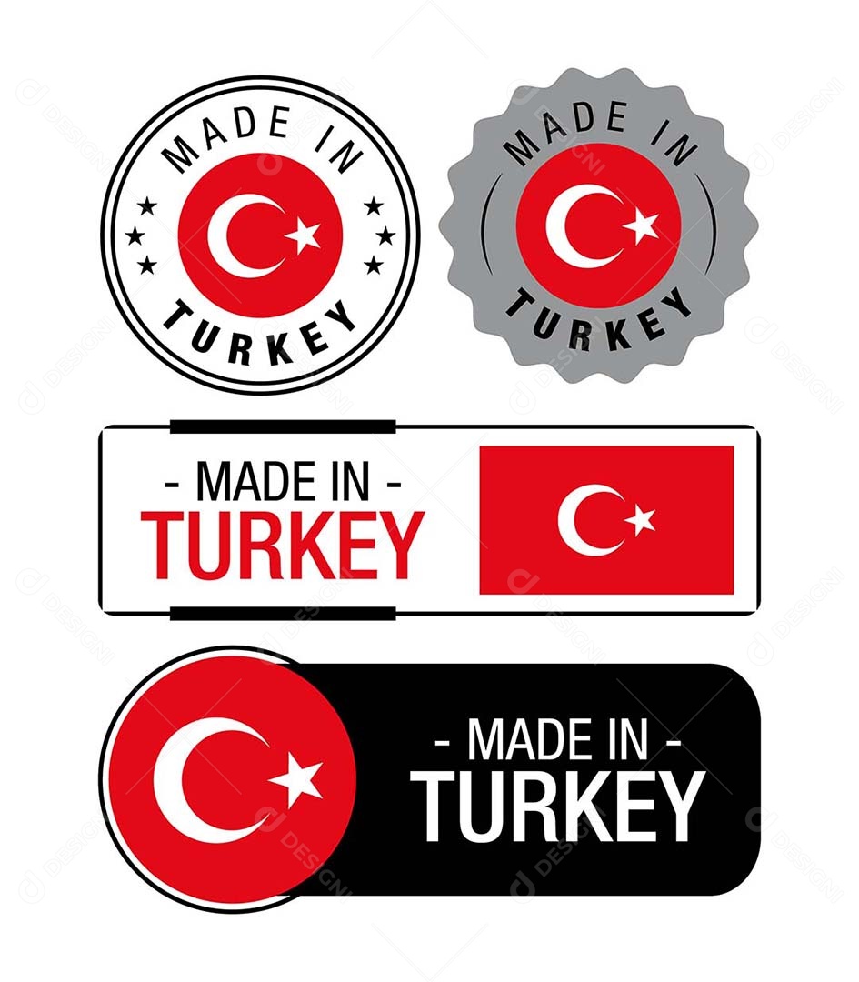 Etiquetas Made in Turquia Ilustração Vetor EPS