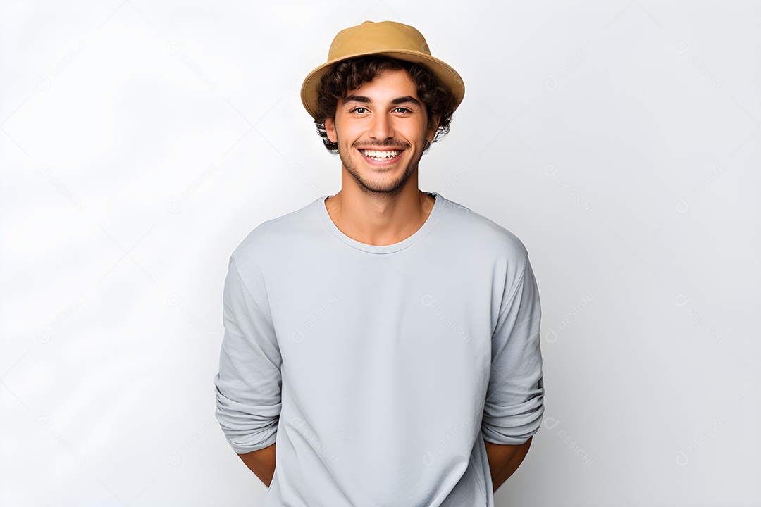 Jovem sorridente usando chapéu de festa