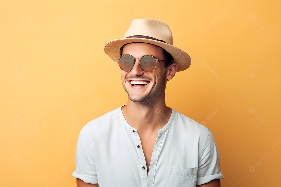 Retrato de um jovem sorridente usando óculos