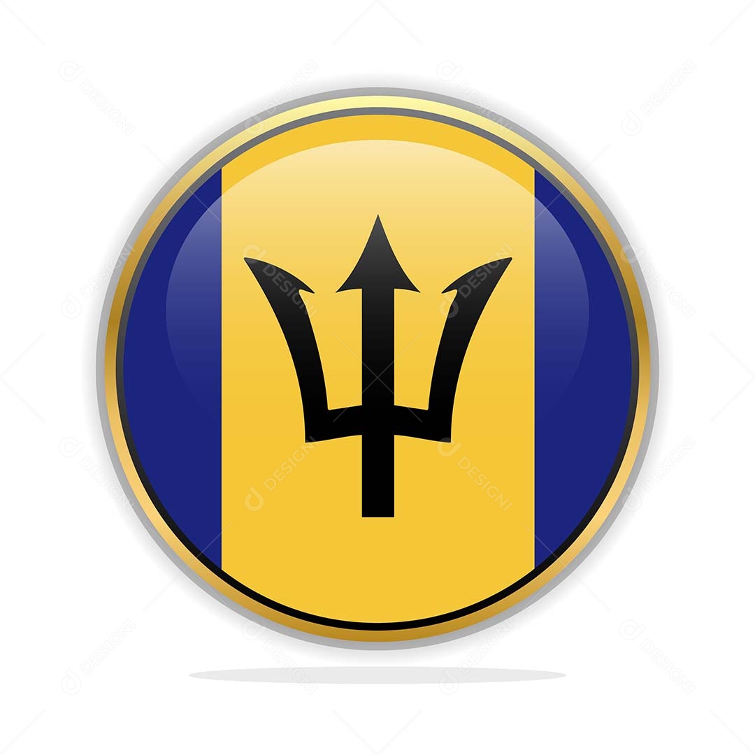 Botão da Bandeira de Barbados Ilustração Vetor EPS