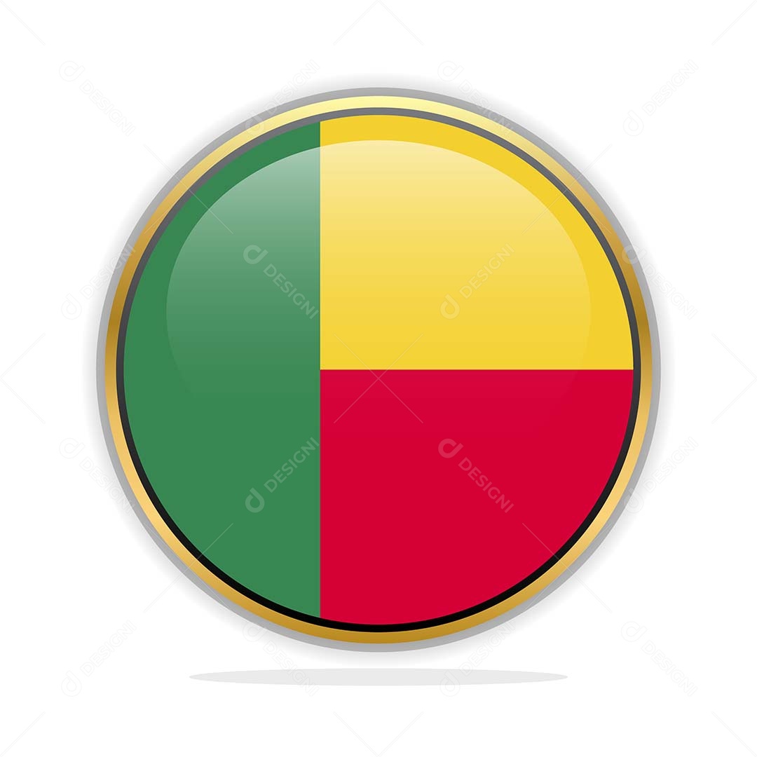 Botão da Bandeira de Benim Ilustração Vetor EPS