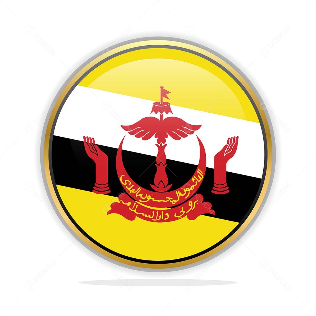 Botão da Bandeira de Brunei Ilustração Vetor EPS