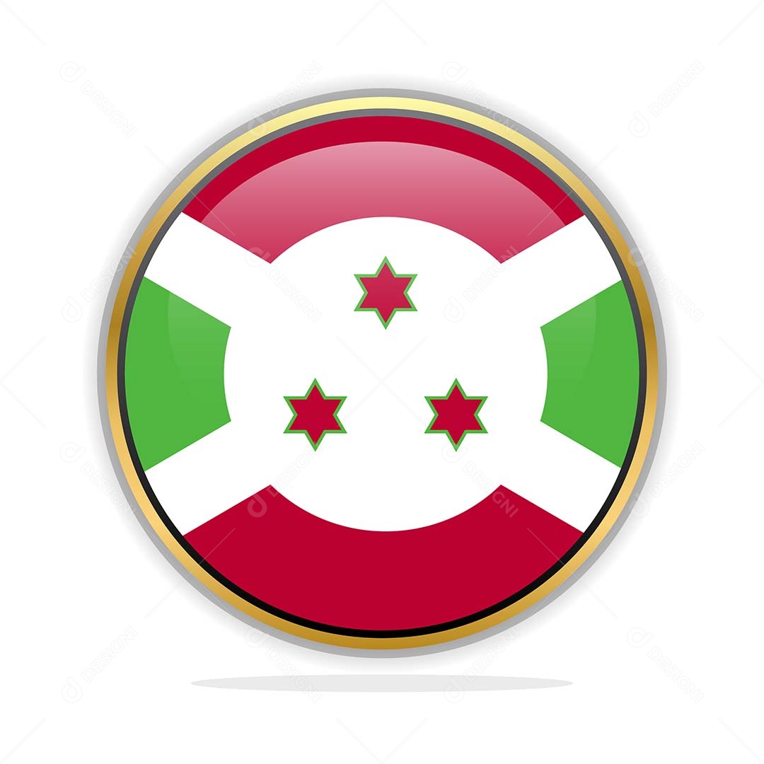Botão da Bandeira de Burundi Ilustração Vetor EPS