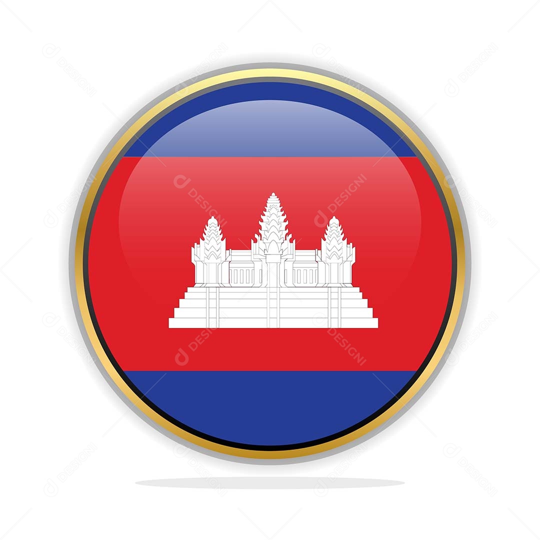 Botão da Bandeira de Camboja Ilustração Vetor EPS