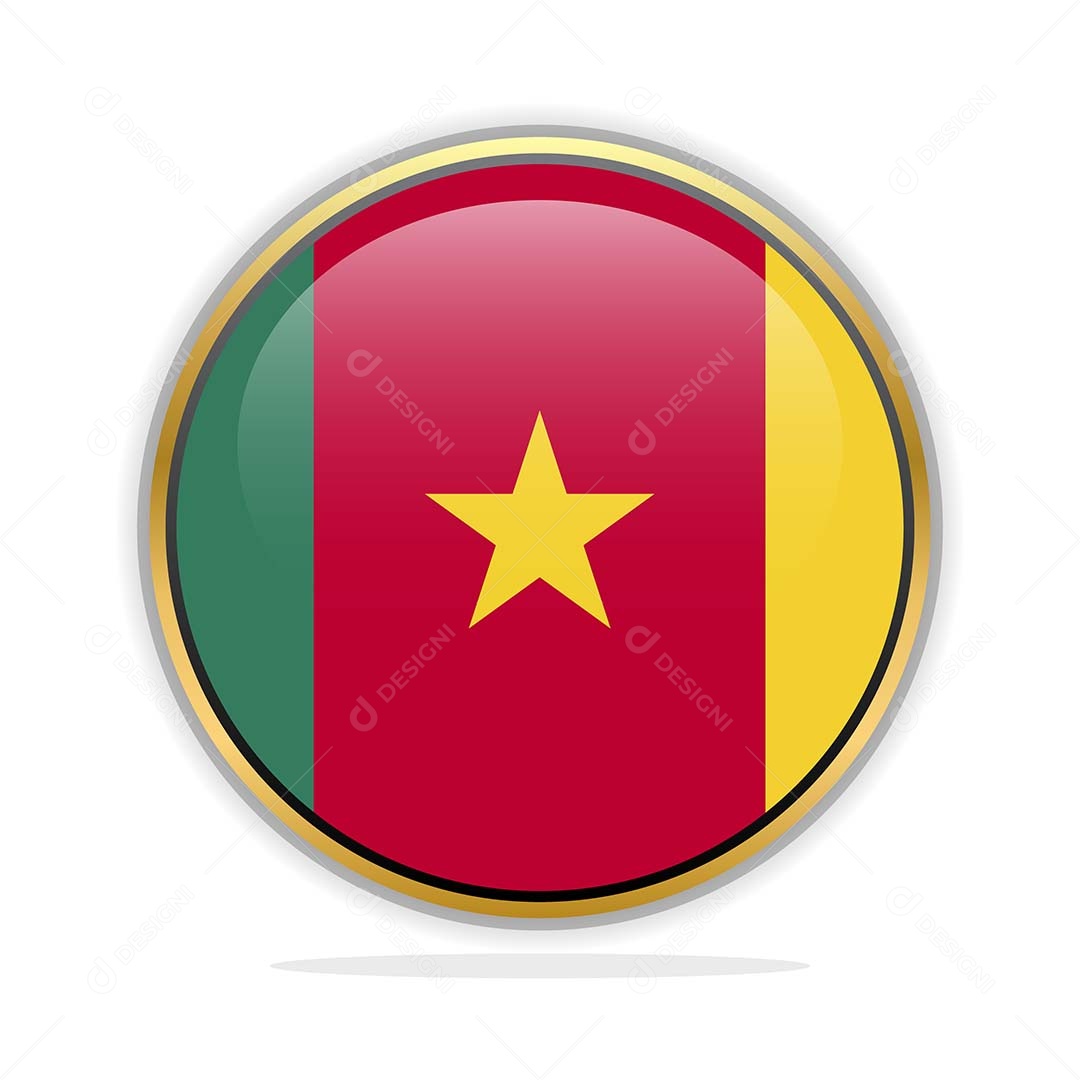 Botão da Bandeira de Camarões Ilustração Vetor EPS