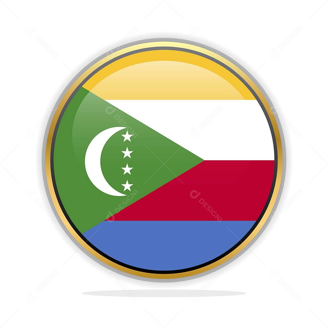 Botão da Bandeira de Comores Ilustração Vetor EPS
