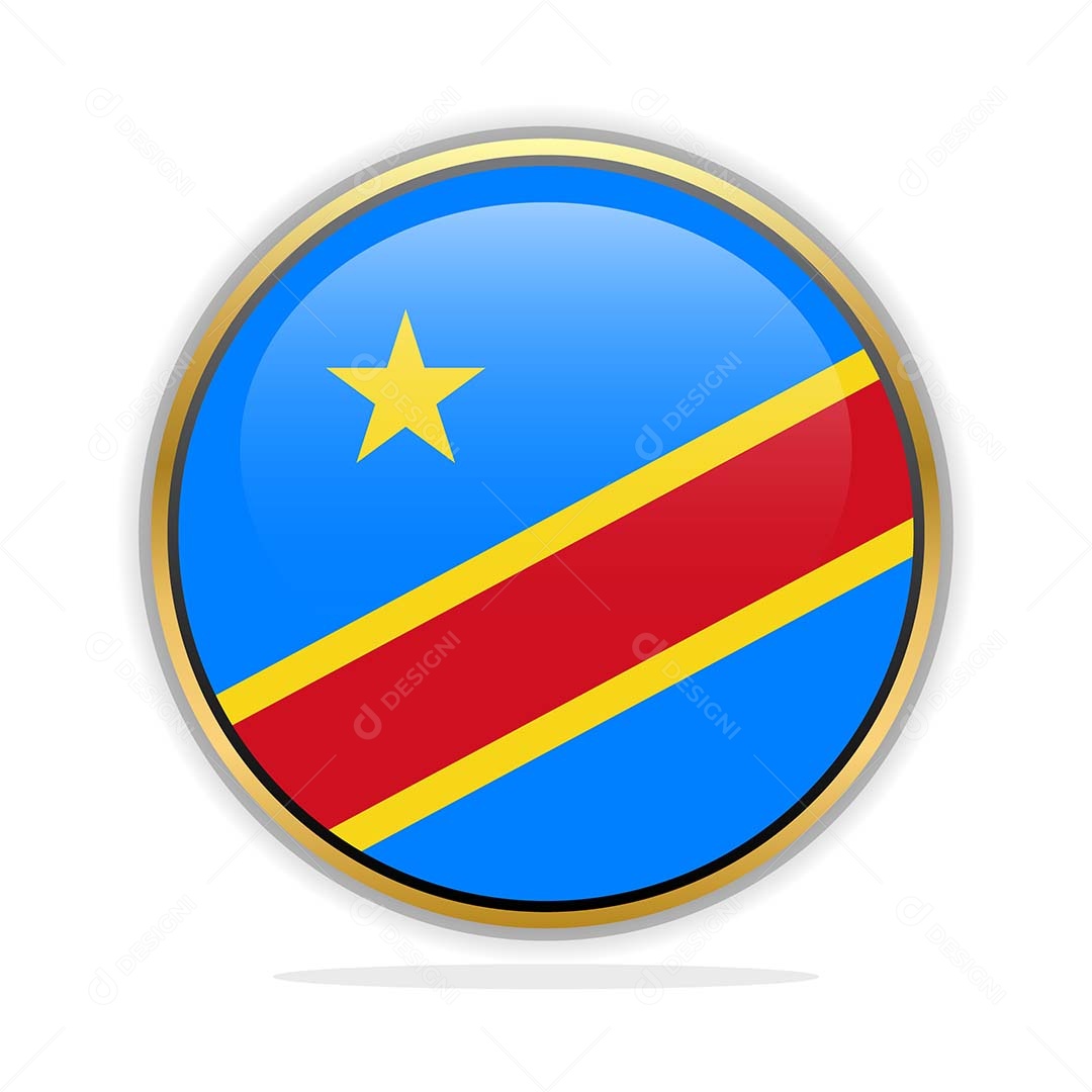 Botão da Bandeira do Congo Ilustração Vetor EPS