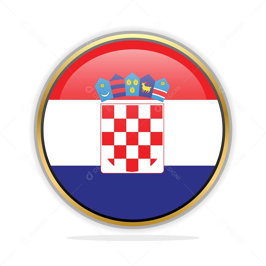 Botão da Bandeira da Croácia Ilustração Vetor EPS