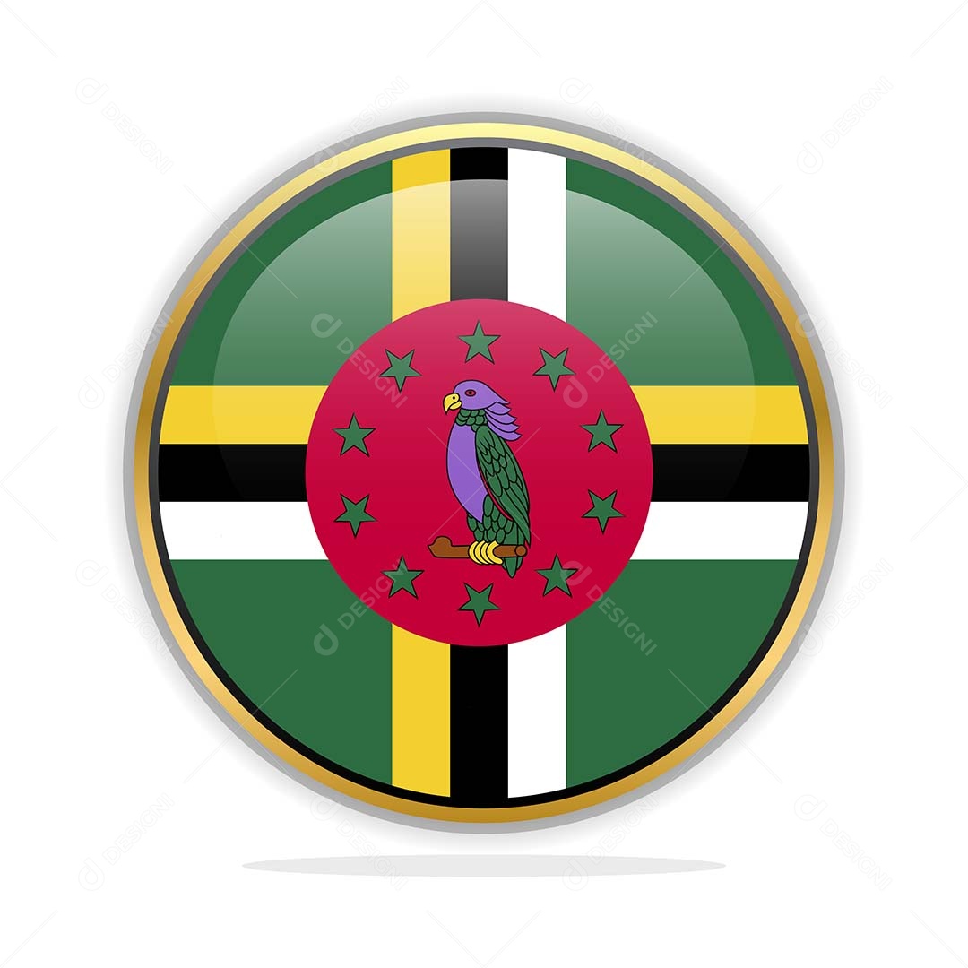 Botão da Bandeira da Dominica Ilustração Vetor EPS