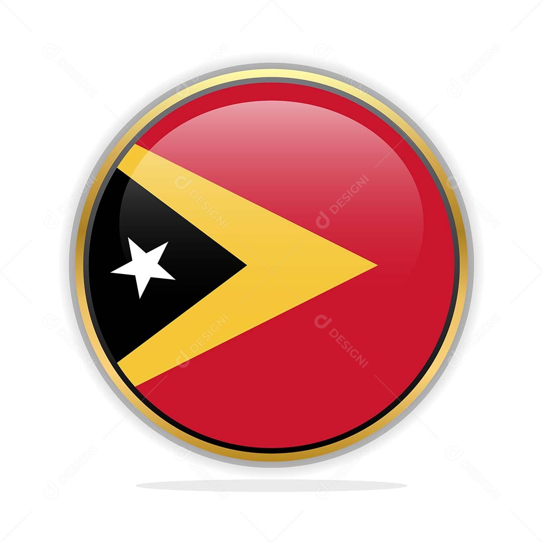 Botão da Bandeira do Timor Leste Ilustração Vetor EPS