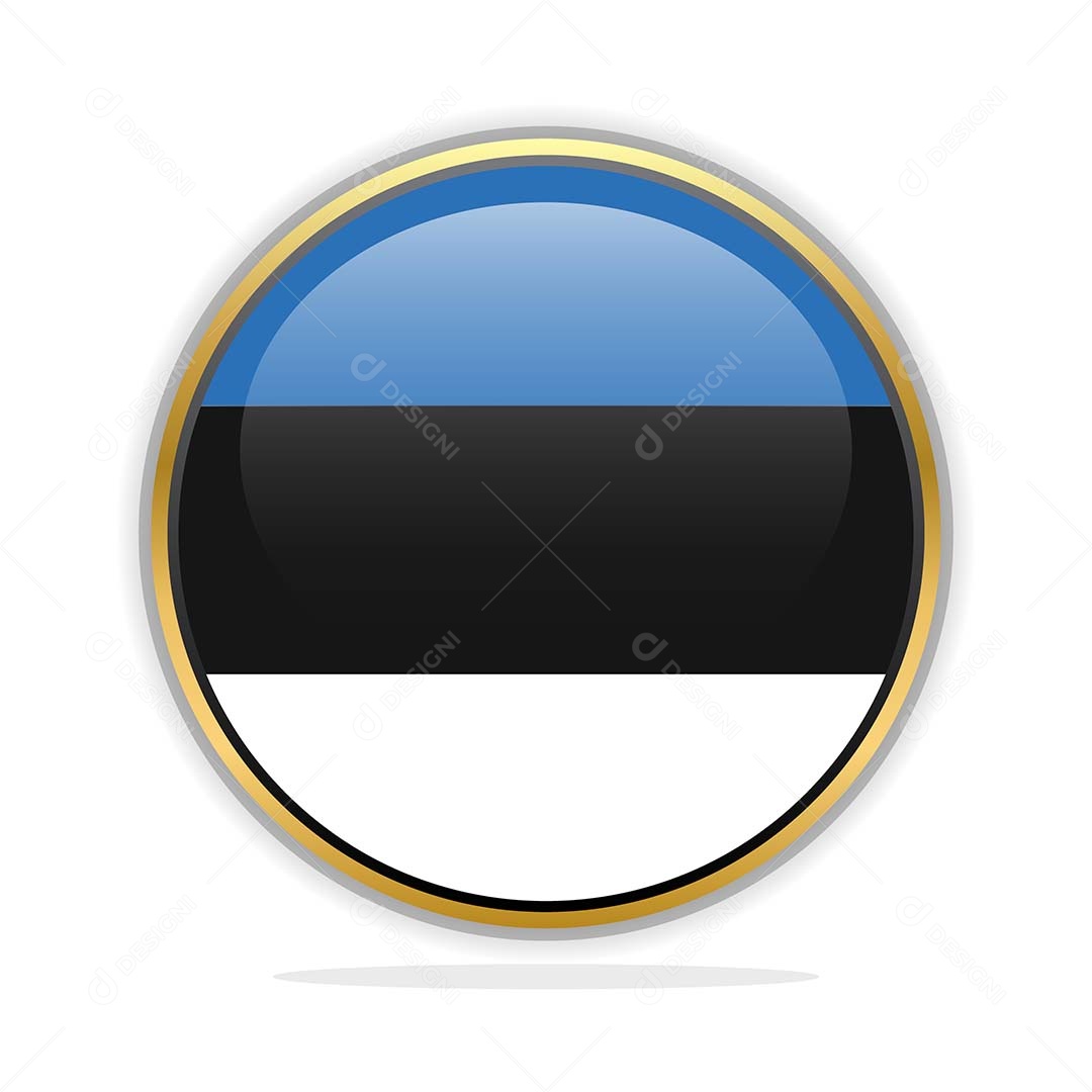 Botão da Bandeira da Estônia Ilustração Vetor EPS