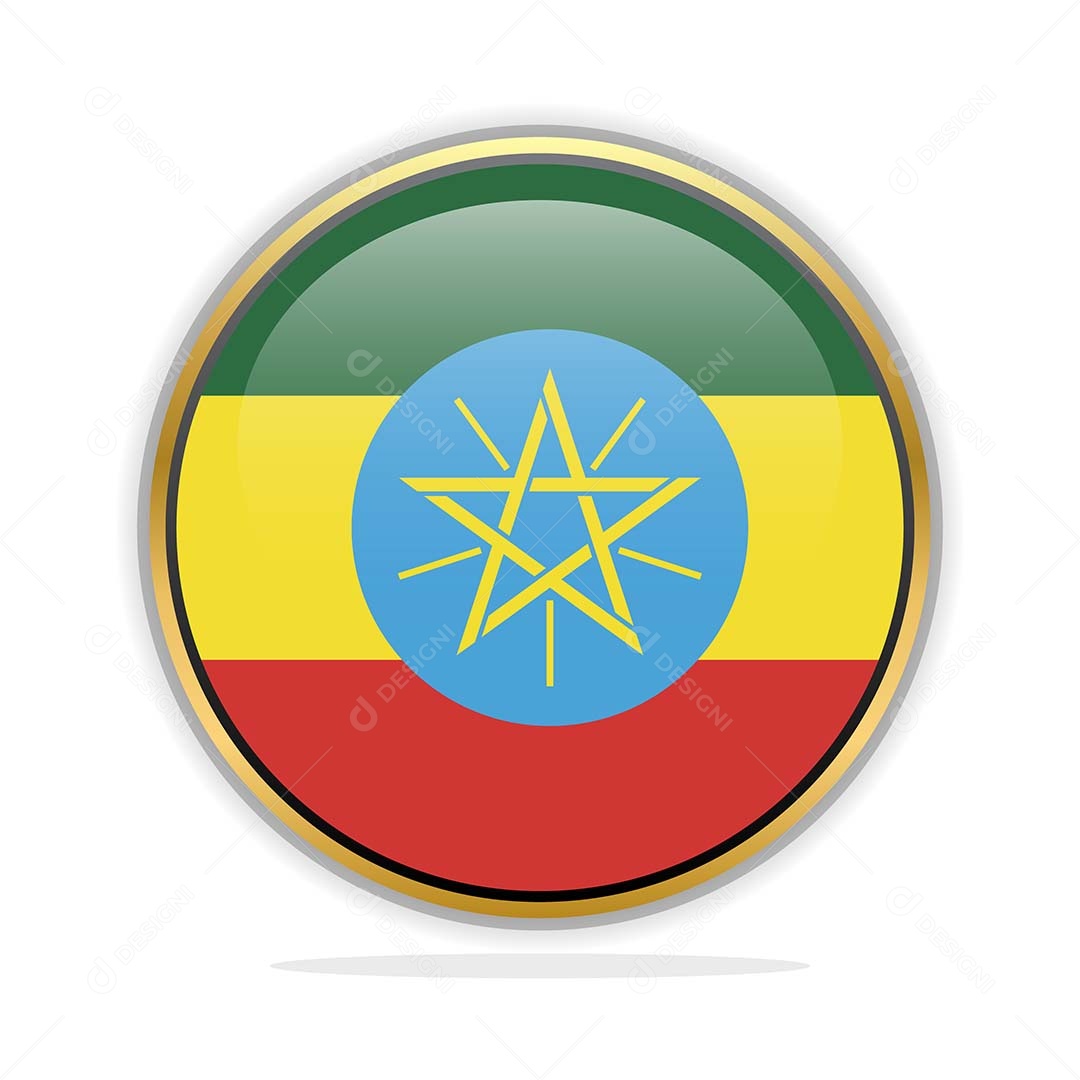 Botão da Bandeira da Etiópia Ilustração Vetor EPS