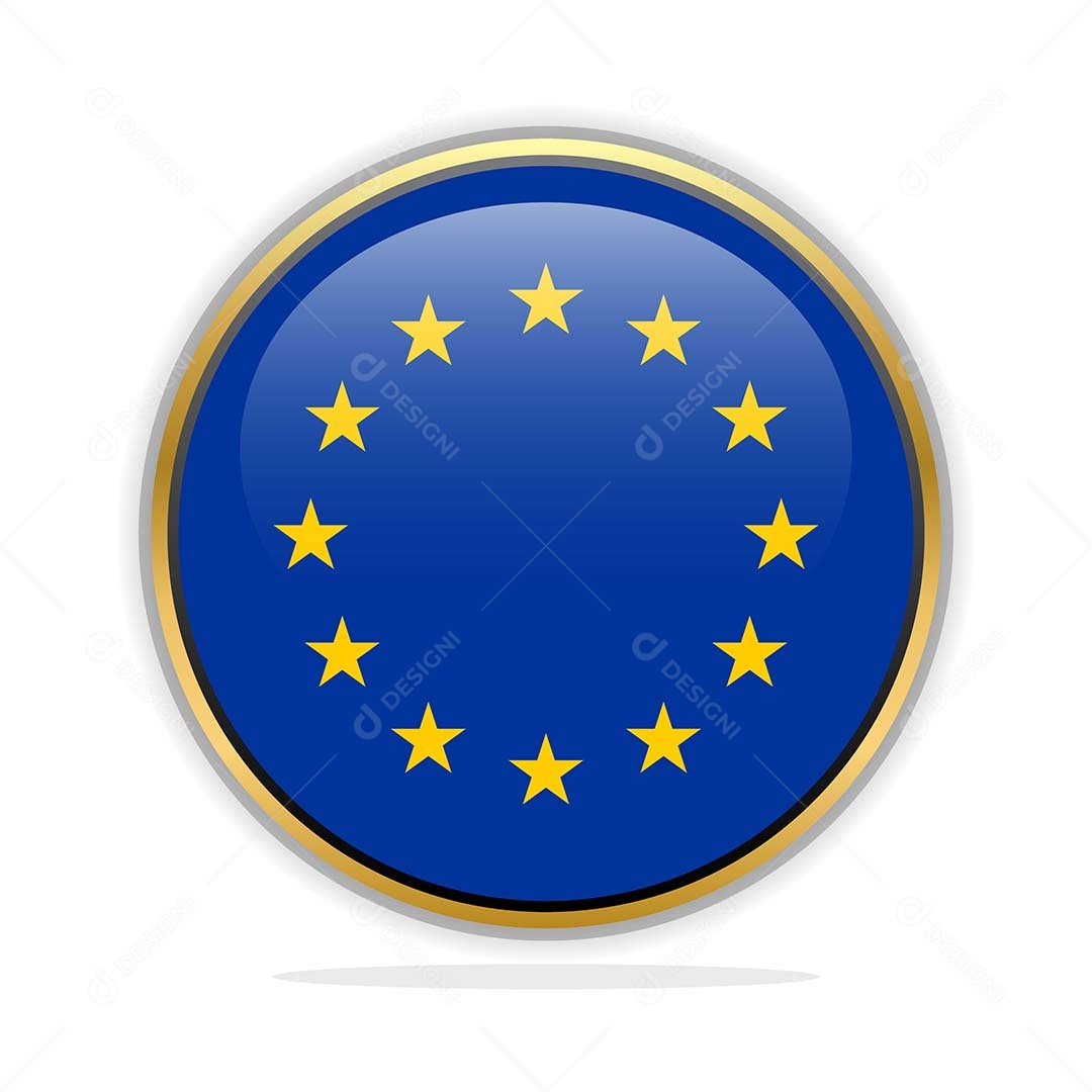 Botão da Bandeira da União Europeia Ilustração Vetor EPS