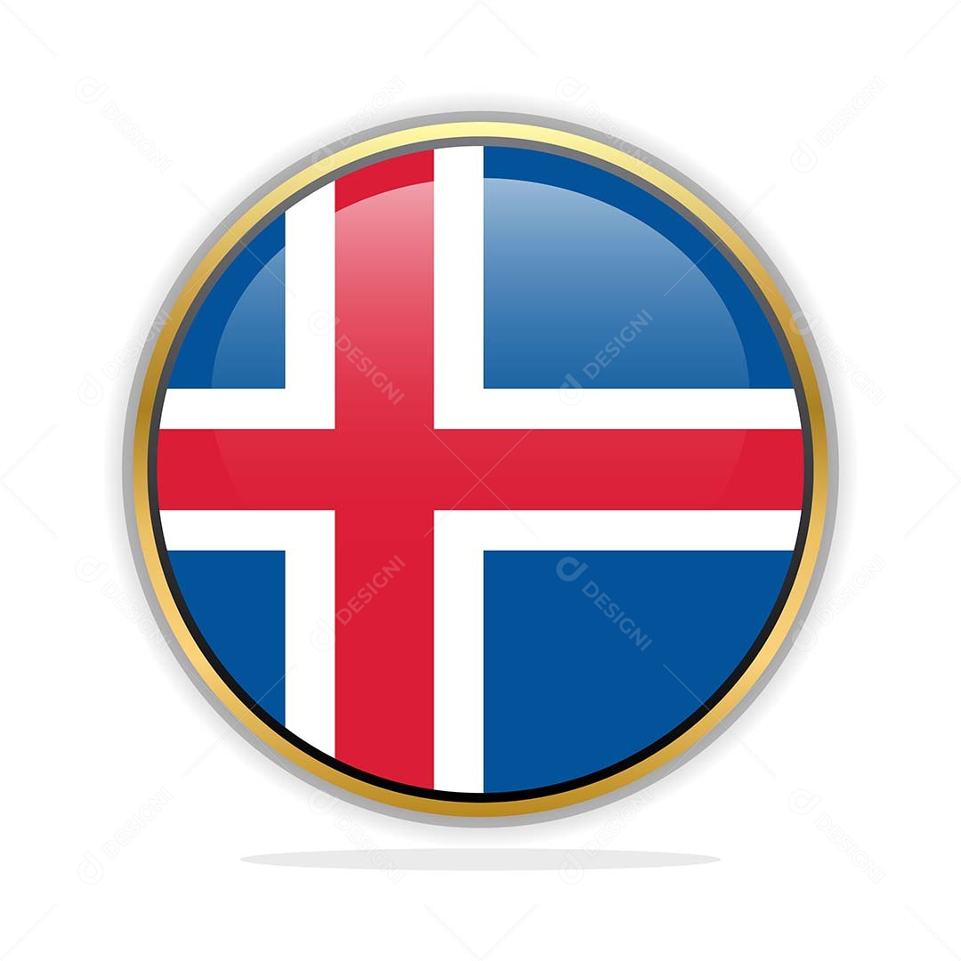 Botão da Bandeira da Islândia Ilustração Vetor EPS