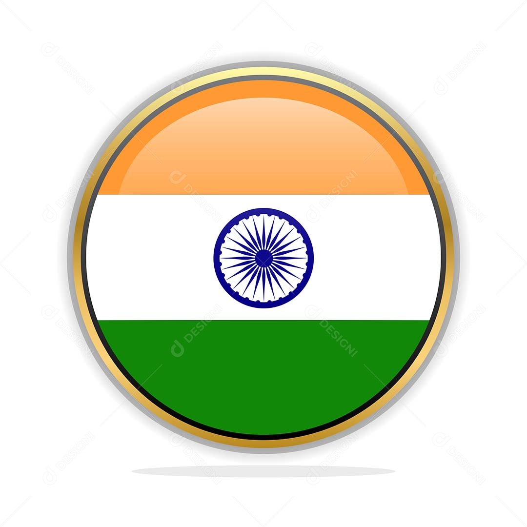 Botão da Bandeira da Índia Ilustração Vetor EPS