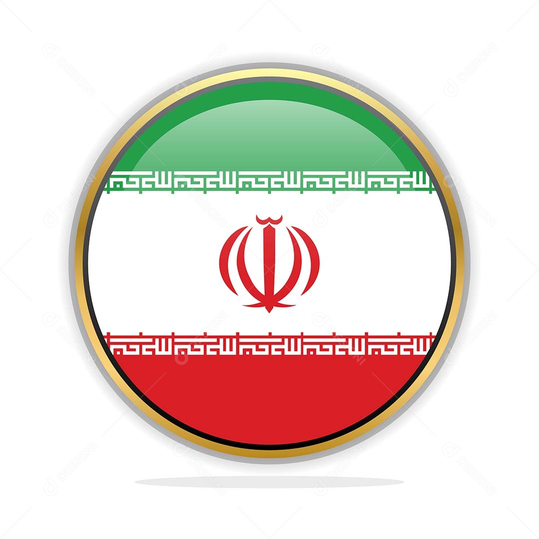 Botão da Bandeira do Iran Ilustração Vetor EPS