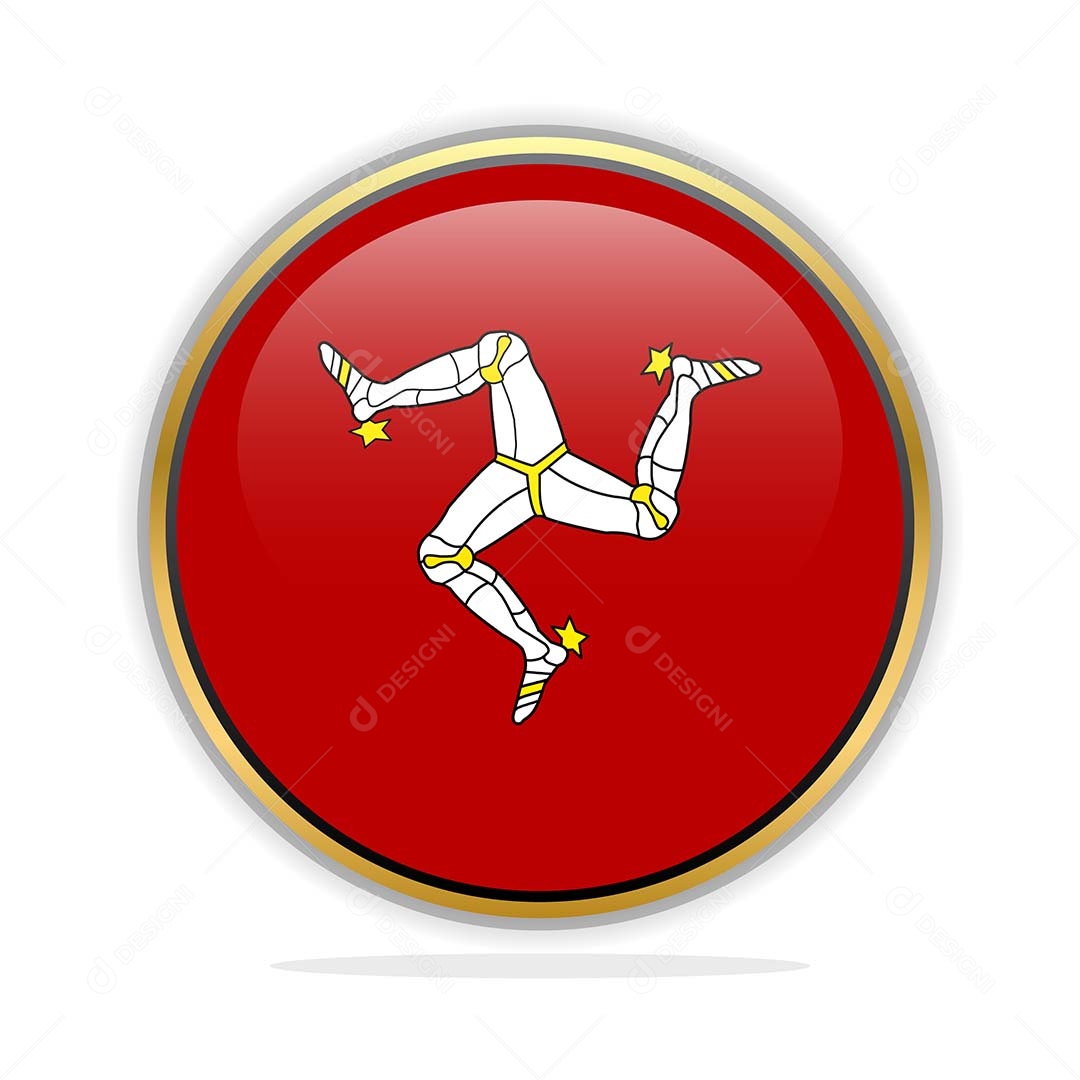 Botão da Bandeira da Ilha de Man Ilustração Vetor EPS