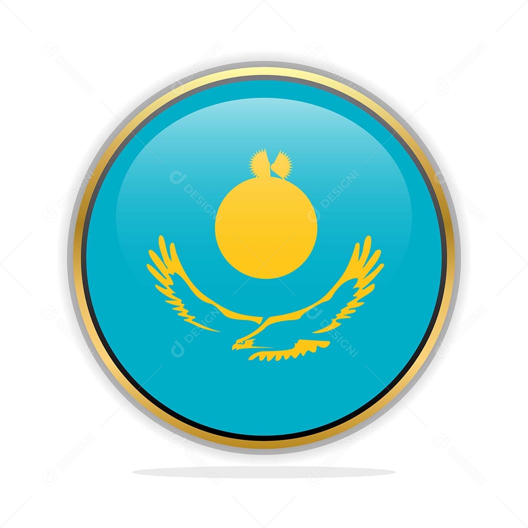 Botão da Bandeira do Cazaquistão Ilustração Vetor EPS